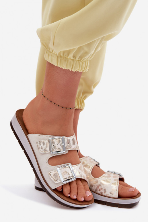 Chinelos femininos com fivelas Inblu CP000063 cor branca