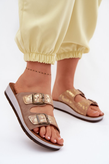 Chinelos femininos com fivela Inblu CP000063 na cor areia 2