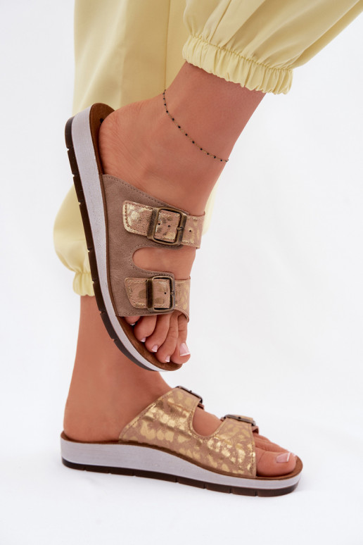 Chinelos femininos com fivelas Inblu CP000063 bege