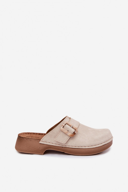 Chinelos Tamancos Feminino com fivelas Inblu TF000003 cor de marfim