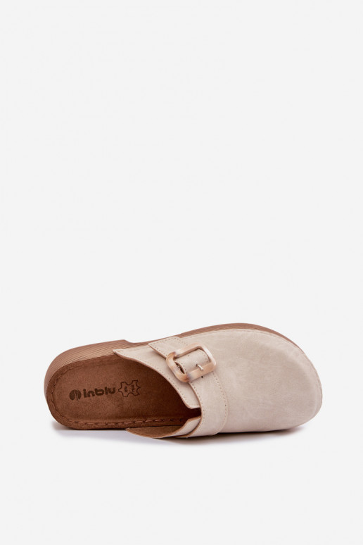 Chinelos Tamancos Feminino com fivelas Inblu TF000003 cor de marfim