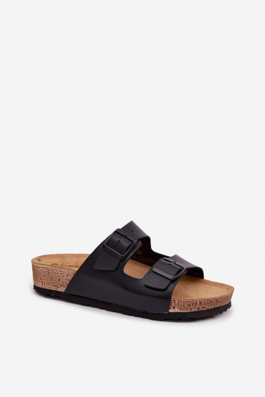 Chinelos femininos com fivelas Inblu NM000039 cor preta