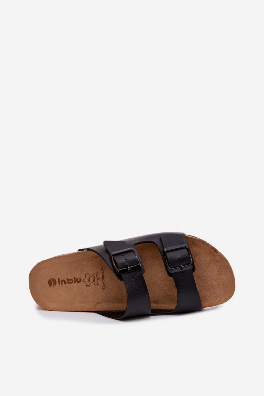 Chinelos femininos com fivelas Inblu NM000039 cor preta