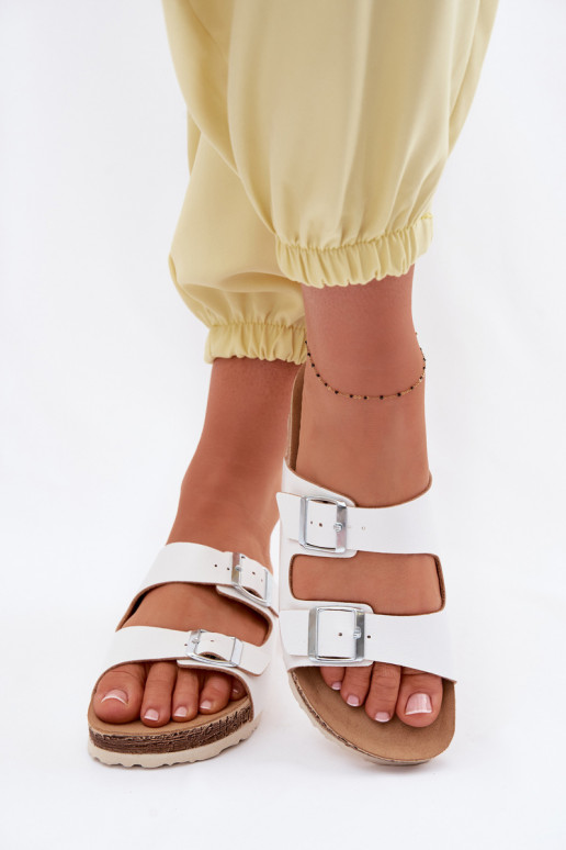 Chinelos femininos com fivelas Inblu NM000039 cor branca