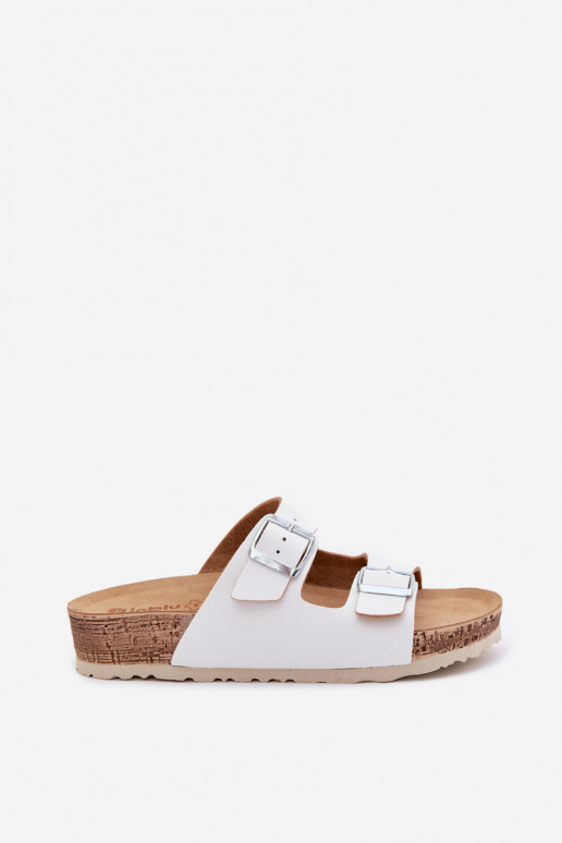 Chinelos femininos com fivelas Inblu NM000039 cor branca