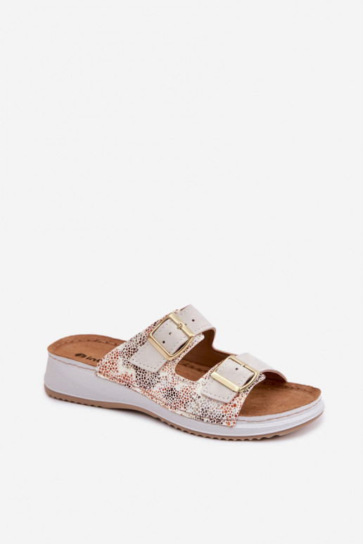 Chinelos femininos com fivelas Inblu SD000001 cor de marfim