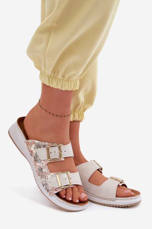 Chinelos femininos com fivelas Inblu SD000001 cor de marfim