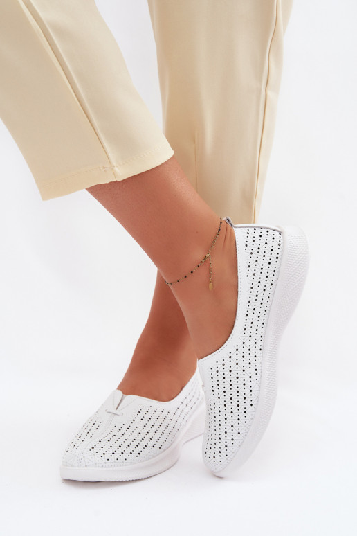 Pele com elementos abertos sapato Feminino cor branca Eliva