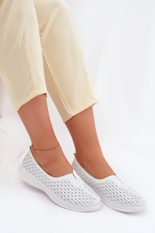 Pele com elementos abertos sapato Feminino cor branca Eliva