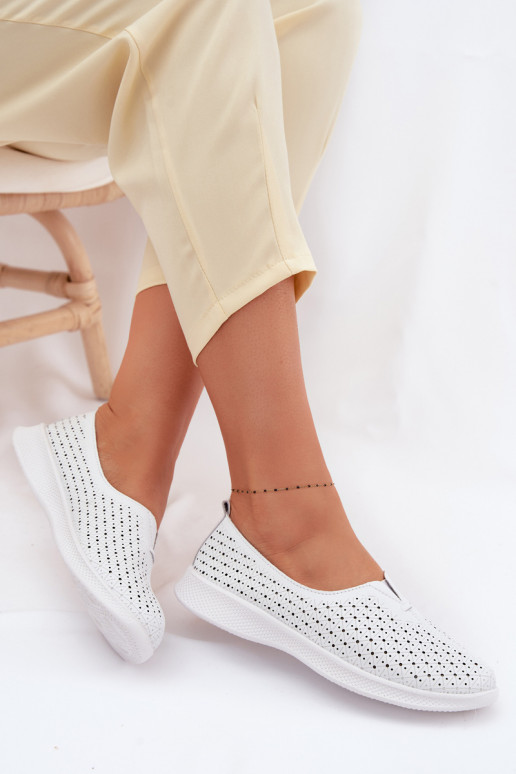 Pele com elementos abertos sapato Feminino cor branca Eliva