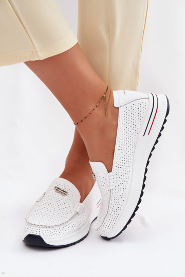 mocassins femininosHabilitadoturalnej Skóry cor branca Demela 2