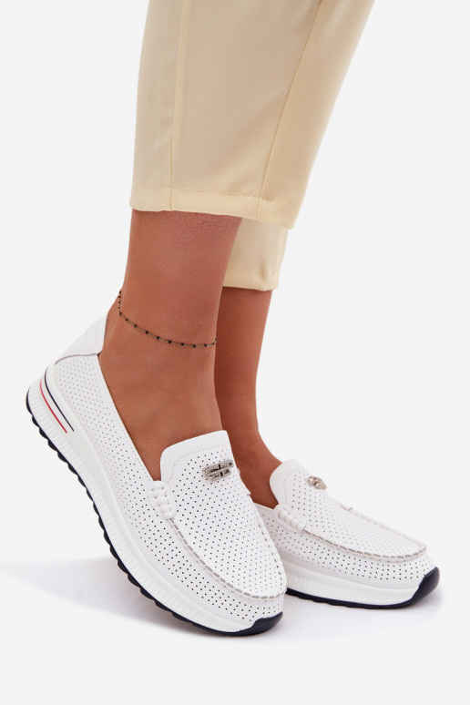 mocassins femininosHabilitadoturalnej Skóry cor branca Demela