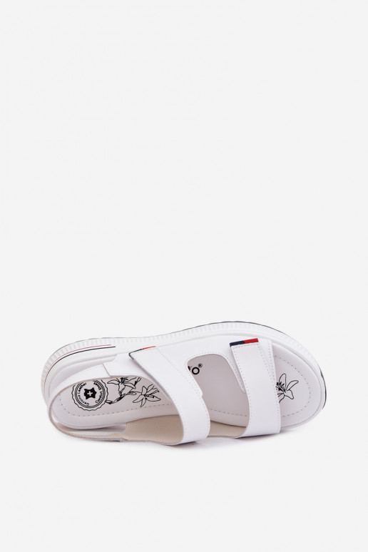 Sandálias femininas Feminino com uma plataforma com fixadores adesivos cor branca Jemela