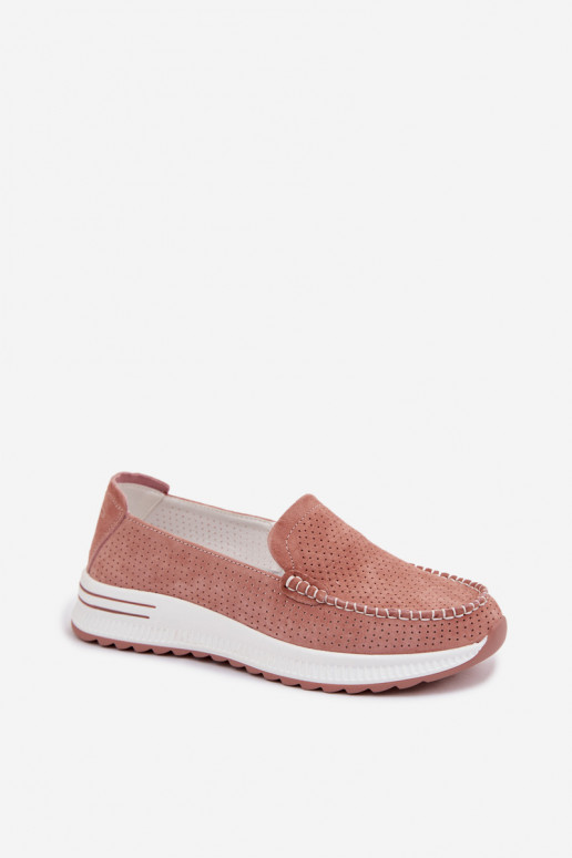Mocassins de camurça Feminino cor rosa Pevina
