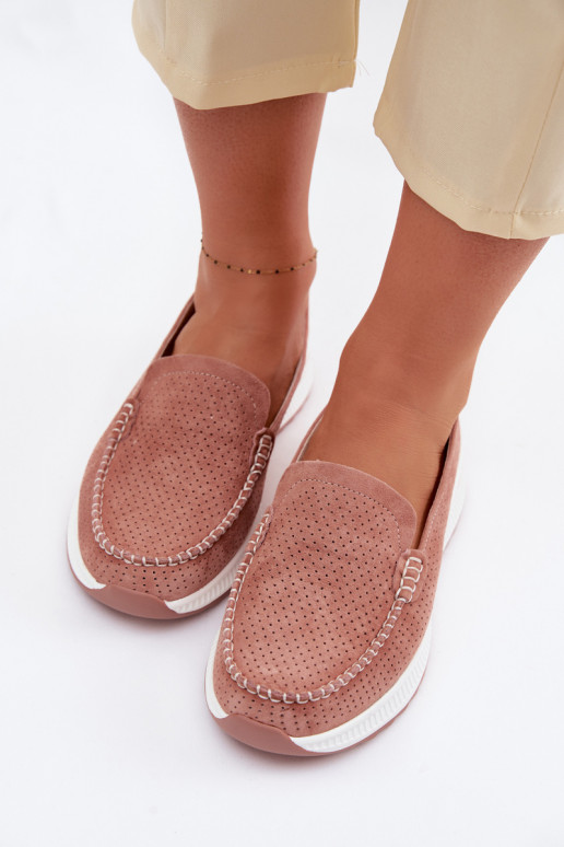 Mocassins de camurça Feminino cor rosa Pevina