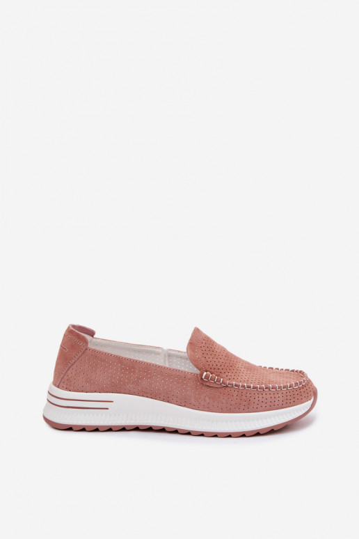 Mocassins de camurça Feminino cor rosa Pevina