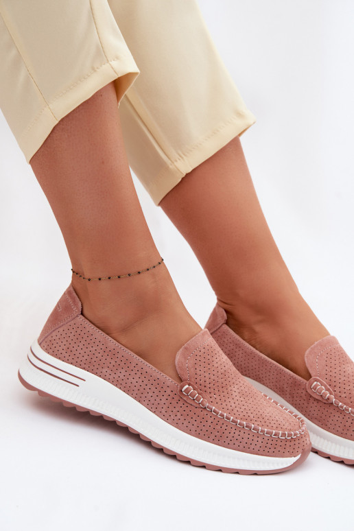 Mocassins de camurça Feminino cor rosa Pevina