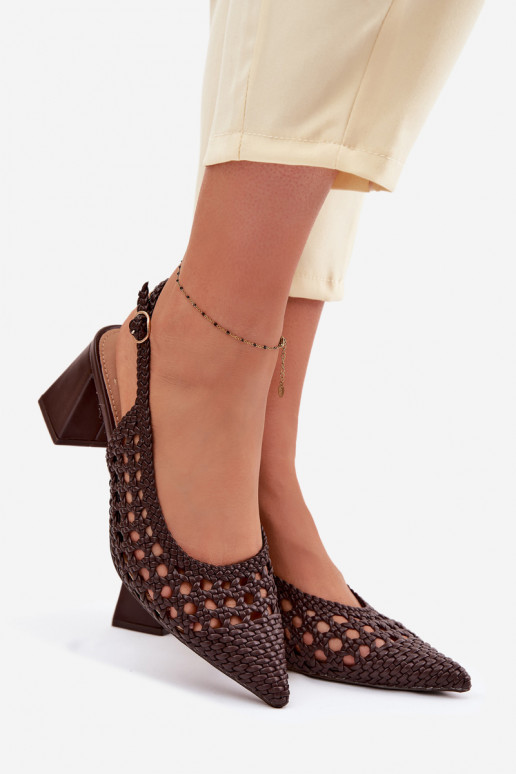 com escritos Sandálias femininas de salto alto CzekoladoParae Kedira