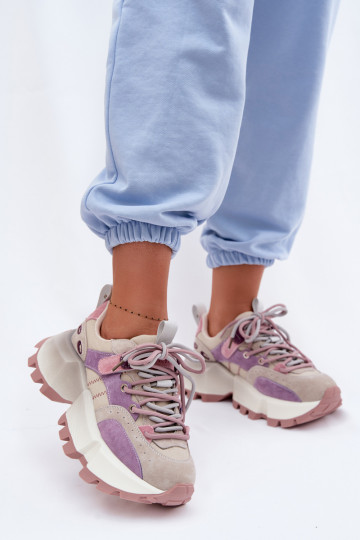 Tênis esportivos de camurça violeta para mulheres GOE TT2N4026