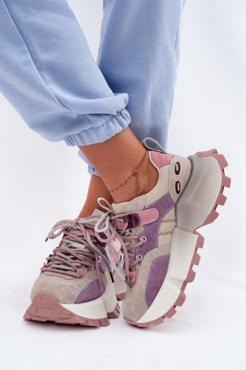 Tênis esportivos de camurça violeta para mulheres GOE TT2N4026 2