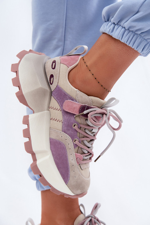 Pele de camurça À modalo de tênis Feminino GOE TT2N4026 Cor violeta