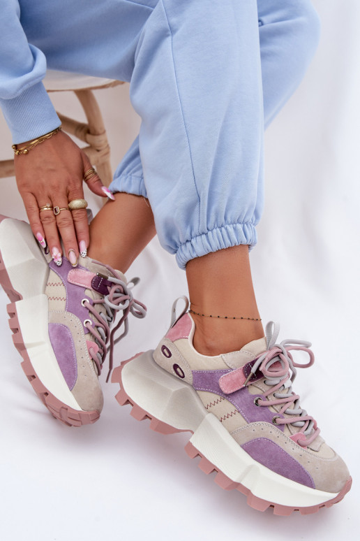 Pele de camurça À modalo de tênis Feminino GOE TT2N4026 Cor violeta