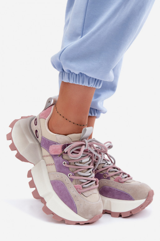 Pele de camurça À modalo de tênis Feminino GOE TT2N4026 Cor violeta