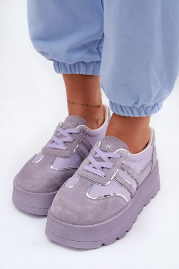 Tênis esportivos de camurça violeta para mulheres com plataforma GOE TT2N4054