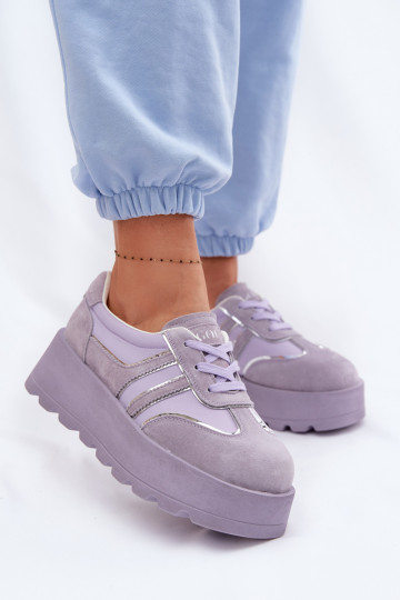 Tênis esportivos de camurça violeta para mulheres com plataforma GOE TT2N4054 2