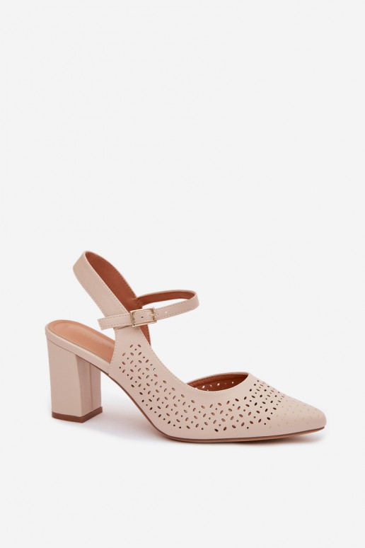 Sandálias perfuradas com salto Sergio Leone SK447 cor de marfim