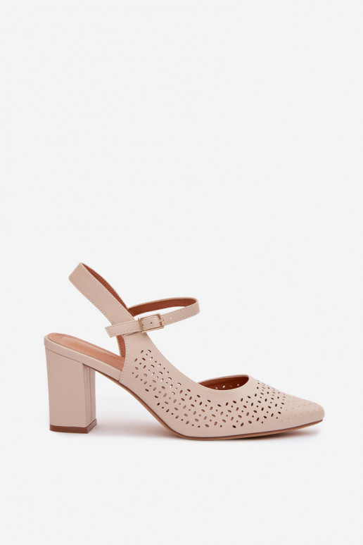 Sandálias perfuradas com salto Sergio Leone SK447 cor de marfim