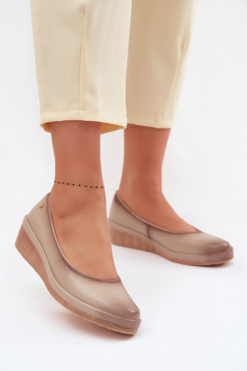 Botas de couro na cor areia para mulheres com plataforma Vinceza 39987 2