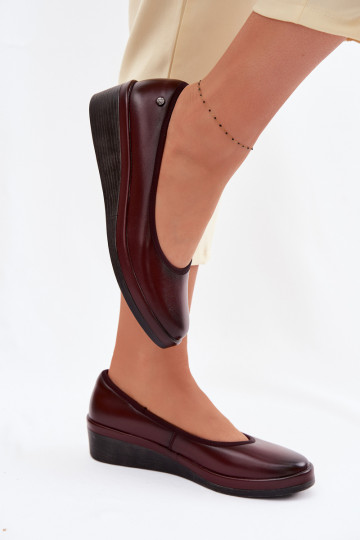 Botas de couro bordô para mulheres com plataforma Vinceza 39987