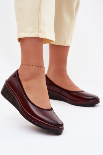 Botas de couro bordô para mulheres com plataforma Vinceza 39987 2