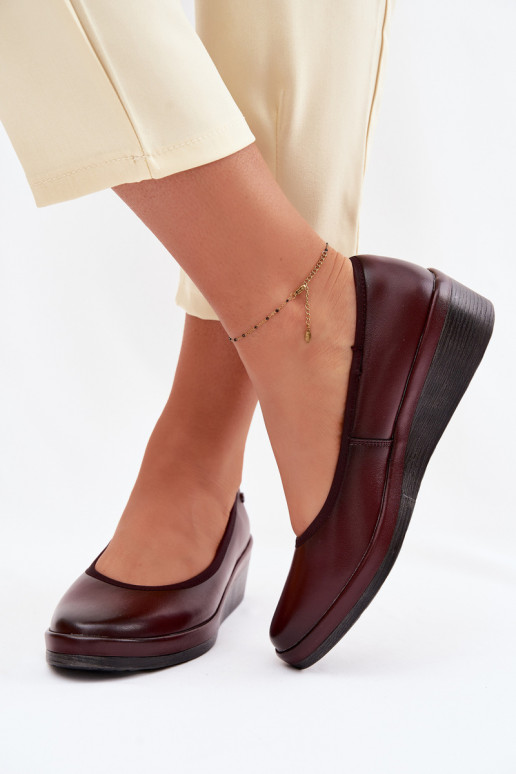 Pele sapato Feminino com uma plataforma Vinceza 39987 Borgonha