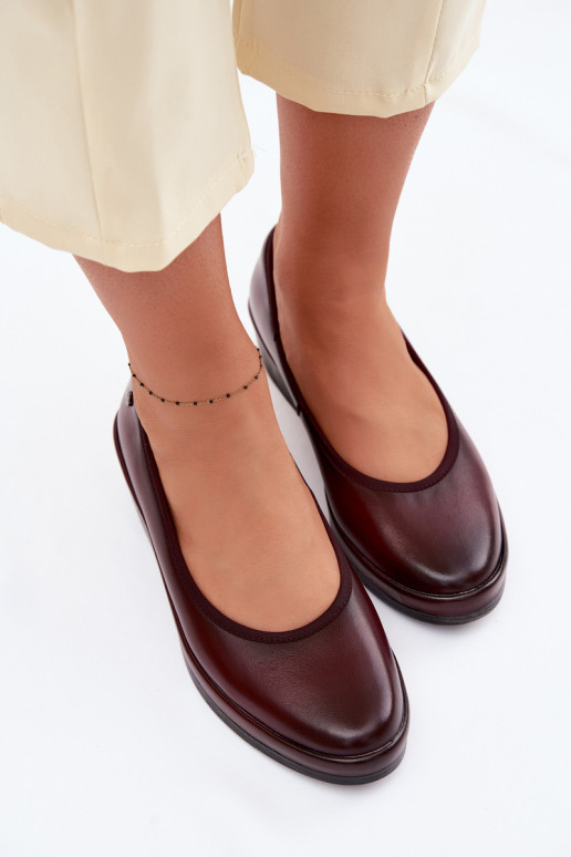 Pele sapato Feminino com uma plataforma Vinceza 39987 Borgonha