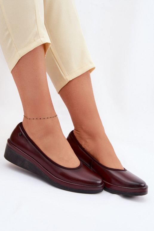 Pele sapato Feminino com uma plataforma Vinceza 39987 Borgonha