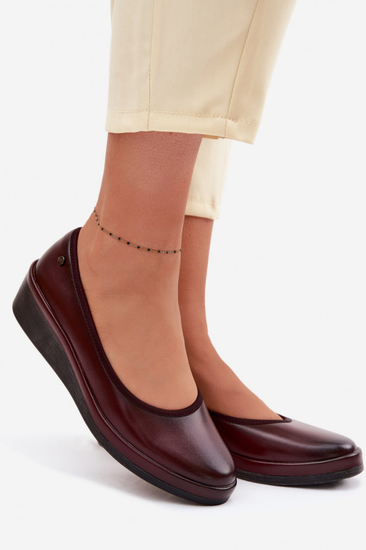 Pele sapato Feminino com uma plataforma Vinceza 39987 Borgonha