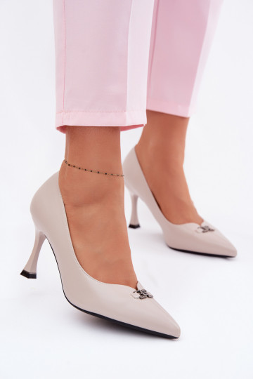 Sapatos de salto cinzas com detalhes elegantes Vinceza 62291 2