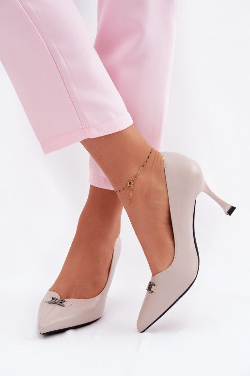 sapatos de salto alto Com decorações Detalem Vinceza 62291 cor cinza