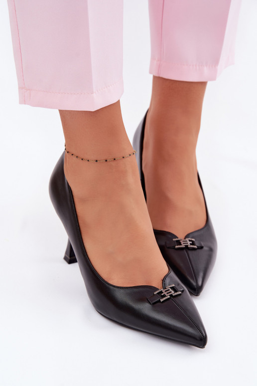 sapatos de salto alto Com decorações Detalem Vinceza 62291 cor preta