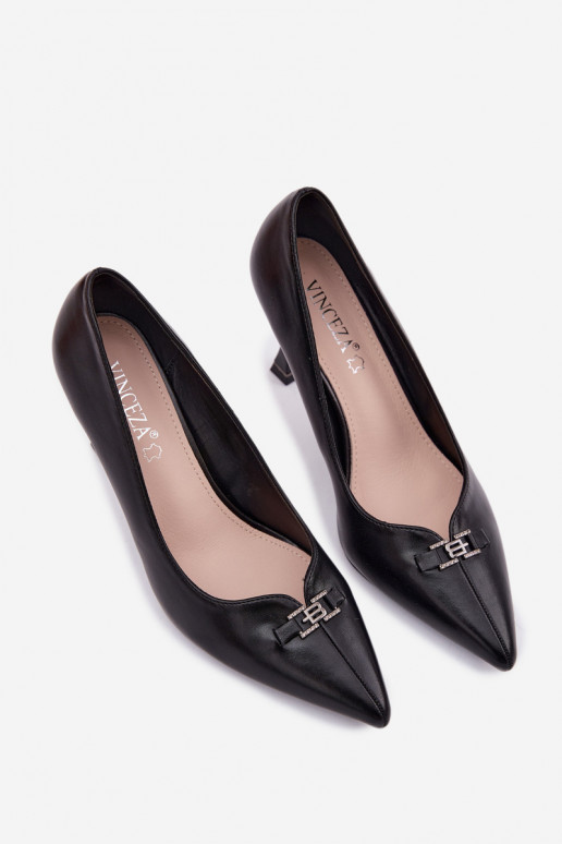 sapatos de salto alto Com decorações Detalem Vinceza 62291 cor preta