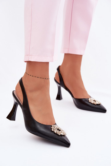 Sandálias de salto alto Com joias Vinceza 62277 cor preta 2