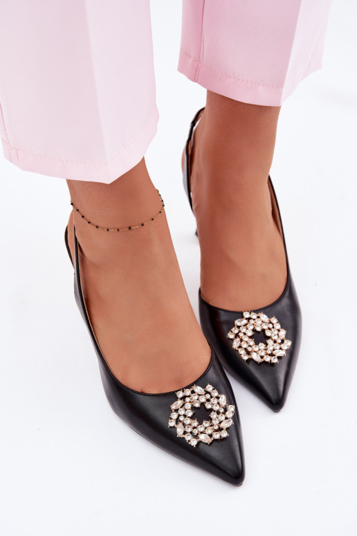 Sandálias de salto alto Com joias Vinceza 62277 cor preta