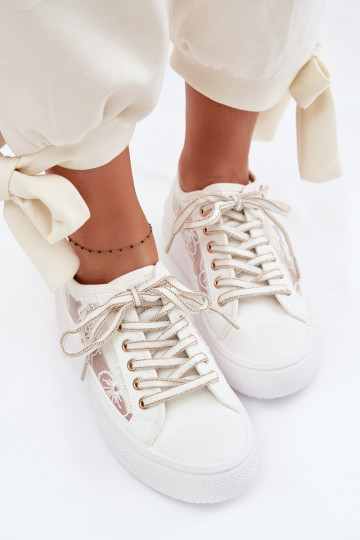 Sapatos de lazer com renda com uma plataforma Lee Cooper LCEM-26-44-4480 cor branca