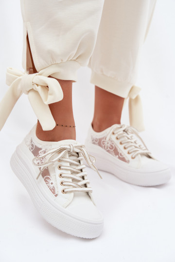 Sapatos casuais com cadarços e plataforma Lee Cooper LCIN-26-44-4480 brancos 2
