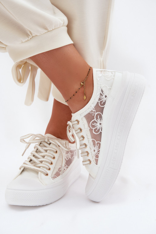 Sapatos de lazer com renda com uma plataforma Lee Cooper LCEM-26-44-4480 cor branca