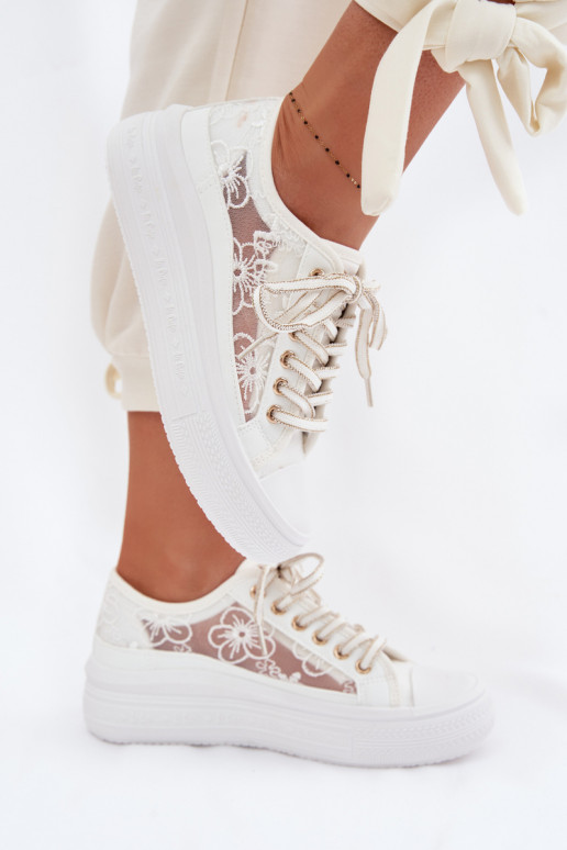 Sapatos de lazer com renda com uma plataforma Lee Cooper LCEM-26-44-4480 cor branca