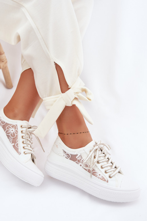 Sapatos de lazer com renda com uma plataforma Lee Cooper LCEM-26-44-4480 cor branca