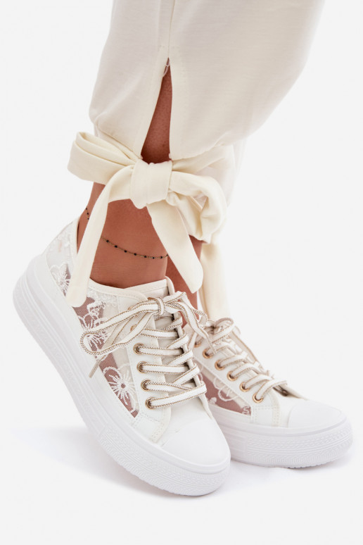 Sapatos de lazer com renda com uma plataforma Lee Cooper LCEM-26-44-4480 cor branca